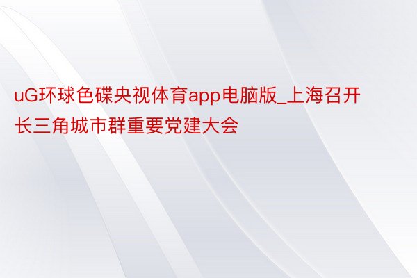 uG环球色碟央视体育app电脑版_上海召开长三角城市群重要党建大会