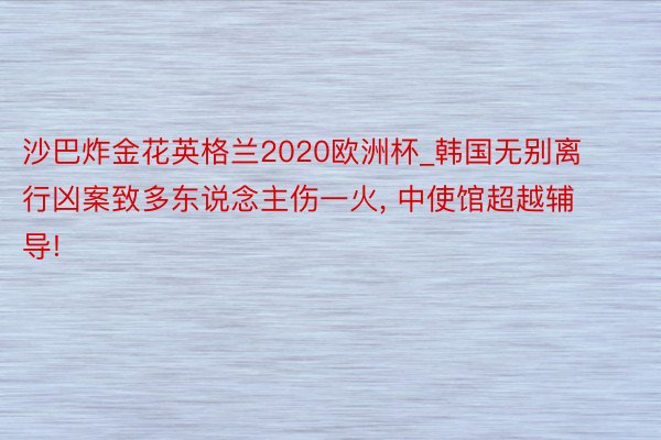 沙巴炸金花英格兰2020欧洲杯_韩国无别离行凶案致多东说念主伤一火, 中使馆超越辅导!