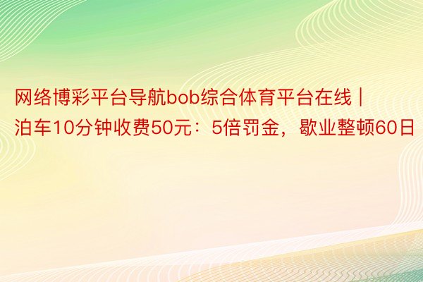 网络博彩平台导航bob综合体育平台在线 | 泊车10分钟收费50元：5倍罚金，歇业整顿60日