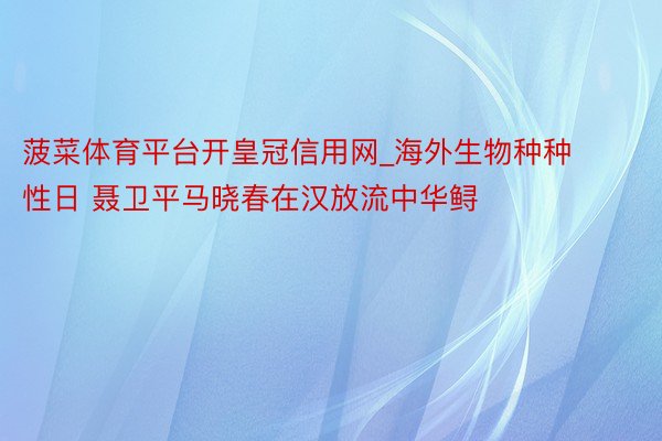 菠菜体育平台开皇冠信用网_海外生物种种性日 聂卫平马晓春在汉放流中华鲟